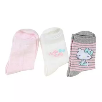 Hello Kitty Носки среднего размера с синей лентой для девочек, комплект из 3 ножек, популярный персонаж в Корее