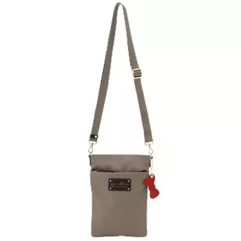 HELLO KITTY Квадратная сумочка-пошет с брелоком-лентой B008201 Серо-бежевый [Labagerie] (26)