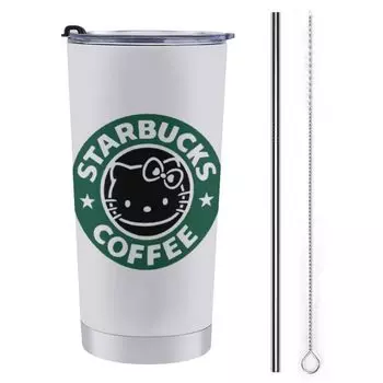 Hello Kitty Mug with Straw Straw Coffee Convenience Store Stainless For with Water Large Direct Cute & Brush, Mug, Cup, 600ML, Cup, Tumbler, Steel,