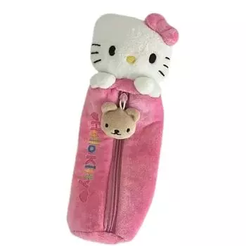 Hello Kitty Пенал Чехол Футляр для ручек Держатель для аксессуаров Письменные принадлежности Канцелярские принадлежности Пушистая косметичка Подарок на вход в школу Девочки Персонаж Милый