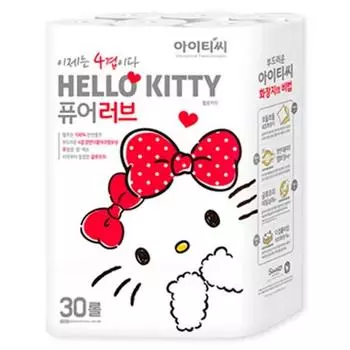 Hello Kitty Pure Love 4-слойная туалетная бумага рулон 20 м, 30 рулонов, 1 упаковка, популярный персонаж в Корее
