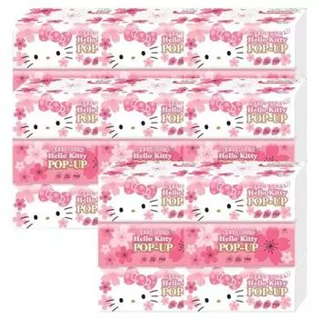Hello Kitty Раскладывающиеся салфетки Cherry Blossom Edition 3-слойные 110 листов, 24 шт., 110 листов, 24 шт., популярный персонаж в Корее