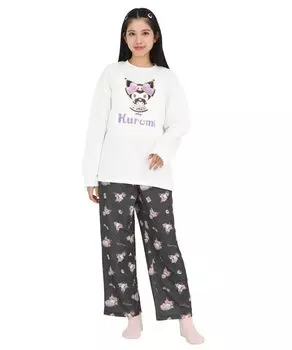Hello Kitty Room Knit Long Длинный Верх и низ закрытые домашняя одежда x [SAZAC] Одежда, одеяло, женская, рукава, брюки, комплект, пижама, (слоновая кость