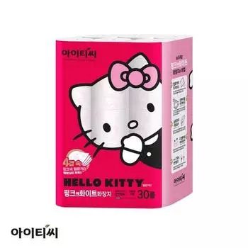 Hello Kitty Розово-белая 4-слойная туалетная бумага, 1 упаковка, 30 рулонов, популярный персонаж в Корее