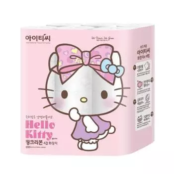 Hello Kitty Рулон туалетной бумаги «Розовая лента» 4-слойный, 20 м, 24 шт., 1 шт., популярный персонаж в Корее