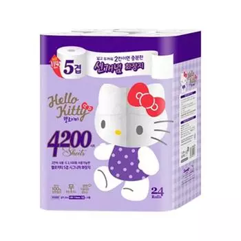 Hello Kitty Туалетная бумага из целлюлозы 5-слойная фирменная 20 м, 24 шт., 1 шт., популярный персонаж в Корее