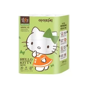 Hello Kitty Туалетная бумага Nature Green 4-слойная 20 м, 30 рулонов, 1 шт., популярный персонаж в Корее