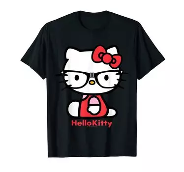 Футболка Hello Kitty US Design с очками чёрный
