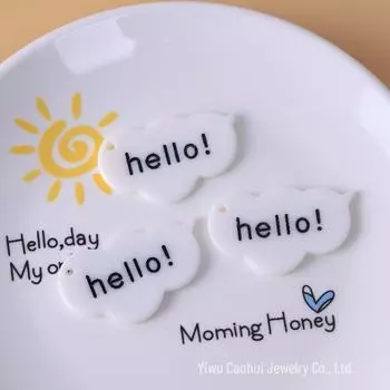 Hello Letter DIY Keychain & Necklace Pendant with Hanging Hole for Jewelry & Phone Shell