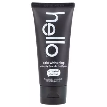 Hello, отбеливающая зубная паста с активированным углем, прохладной мятой и кокосовым маслом, 4,0 унции (113 г)