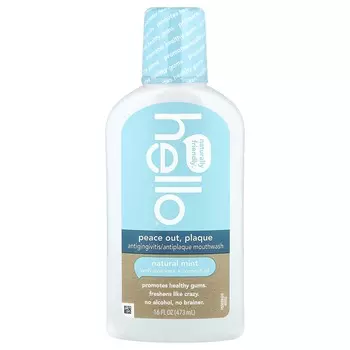 Hello, Peace Out, зубной налет, профилактика заболеваний пародонта/Ополаскиватель для полости рта с натуральной мятой, 16 жидких унций (473 мл)