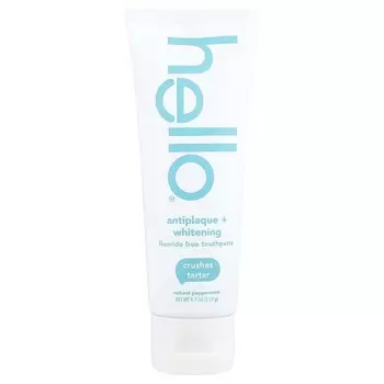 Hello, зубная паста Anti-Plaque + Whitening без фтора, натуральная перечная мята, 4,7 унции (133 г)