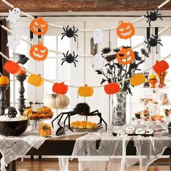 Хеллоуин войлочная тыква призрак паук гирлянда подвесной баннер гирлянда настенные украшения для праздничной вечеринки украшение дома A2