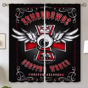 Hells Angel Bathroom Curtains for Camera Curtain Bedroom Blackout Curtains for Living Room 2 Elegant Pieces Shades Partition W50xH70cmx2pcs-CL