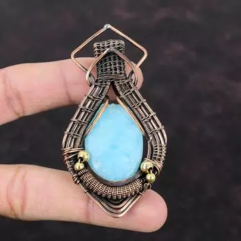 Hemimorphite Pendant Copper Wire Wrapped Gemstone Pendant Handmade Pendant Designer Copper Jewelry Gift For Engagement Wire Wrapped Jewelry
