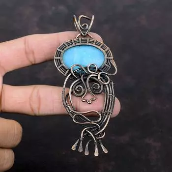 Подвеска из гемиморфита, подвеска из медной проволоки, медные украшения, подвеска ручной работы, подвеска из проволоки, подвеска из настоящего драгоценного камня, подарок на помолвку