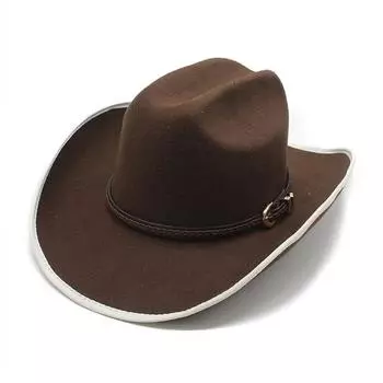 Hemming Western Cowboy Hat Men S And Women S Fashion One-Word Woolen Top Hat Ethnic Style Hat M56-58cm тёмно-синий
