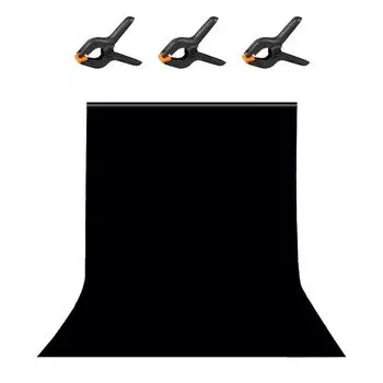 Hemmotop Background Cloth Black Blackout Curtain Blackout Thick Comes with 3 Strong Clips Backpaper Cloth Plain Photography Background Sheet