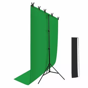 Hemmotop Chroma Key Green Screen Background Stand Ширина 150 см x Высота 200 см Zoom Photography Background Тканевая стойка для удаленного фона Green Screen