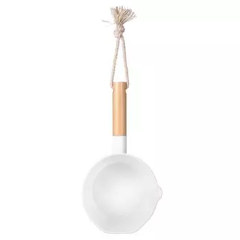 Hemoton Водяной ковш с длинной деревянной ручкой, ковш для ванны, ковш для ванной комнаты, ковш для кухни, ванной комнаты 20cm белый