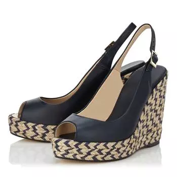 Hemp Rope Peep Toe Wedge Sandals 2025 Summer New Back Strap Buckle Platform Roman Sandals Black Casual Women Shoes 35