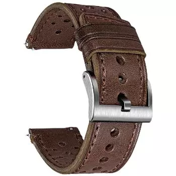 [hemsut h] ремешок для часов из натуральной кожи Перфорированный дизайн, мягкий и гибкий, быстросъемный ремешок из итальянской кожи растительного дубления
