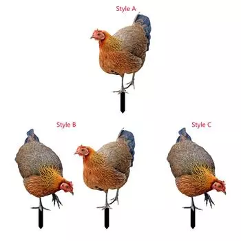 Hen Garden Stake Lifelike Easy to Use Decorative Animal Statue Stakes Garden Ornaments for Backyard Patio Spring Lawn Pathway