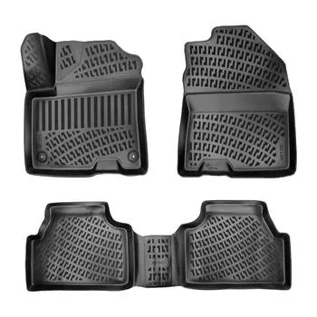 Хендай Кона Электрик (2019-2023 гг.) Высококачественные и прочные резиновые автомобильные коврики — без запаха, нескользящие, долговечные.