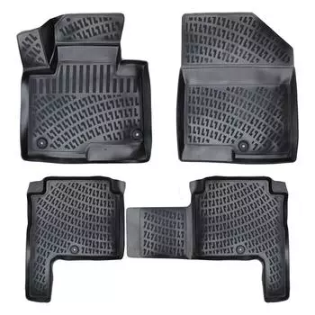 Хендай Санта Фе 7 мест (2012-2019 гг.) Высококачественные и прочные резиновые автомобильные коврики — без запаха, нескользящие, долговечные.