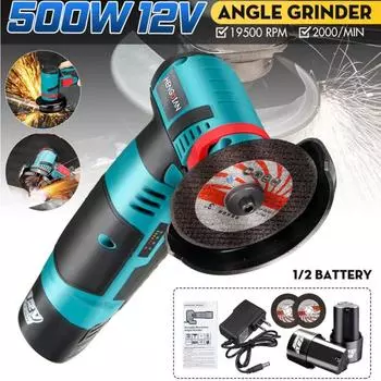HENGDIAN 12 В бесщеточная угловая шлифовальная машина 19500 об/мин электрическая полировально-шлифовальная машина мини-аккумуляторная резка электроинструменты с литиевой батареей