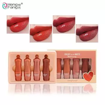 HengFang Velvet Matte Lipstick Set Не легко выцветает Косметика для макияжа губ 3,5gx4