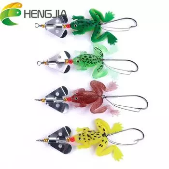 HENGJIA 11,5 см/6,2 г приманки для рыбалки в виде лягушки с ложкой 8 шт./лот приманки для щуки рыболовные снасти 8pc