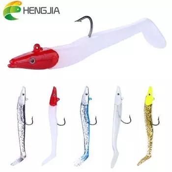 HENGJIA 1 шт. в одной упаковке, 11 см/19 г, свинцовая головка с силиконовым хвостом, приманка для рыбалки белый