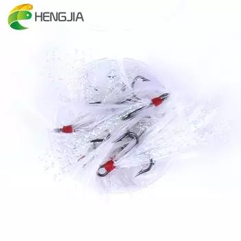 HENGJIA, 20 шт., металлический крючок для джиг-помощника, 1,5 см, 0,29 г, с леской, пером, сплошное кольцо, ложка для отсадки, рыболовный крючок для морской воды