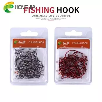 HENGJIA, 30 шт./лот, красный/серебристый рыболовный крючок с 5 рыболовными снастями с перьями разного веса, крючки из высокоуглеродистой стали, аксессуары 2#-black