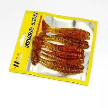 HENGJIA, 5 шт., мягкие рыболовные приманки с Т-образным хвостом, рыболовные приманки из ПВХ, наживка для форели, судака коричневый