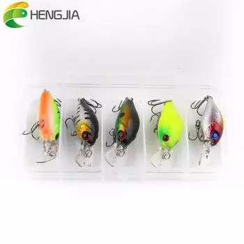 Набор рыболовных приманок ярких цветов с крючком в футляре. В наборе 5 штук