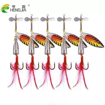 HENGJIA 5 шт. вращающаяся блесна для рыбалки 10 см-9,9 г-#6 металлическая блесна форельная ложка для ловли карпа