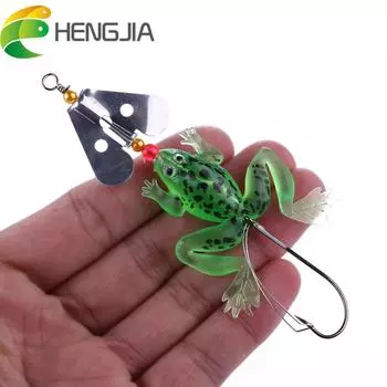 HENGJIA 6,2 г Мягкие рыболовные приманки в виде лягушки Bass CrankBait Снасти с ложкой Color A жёлтый
