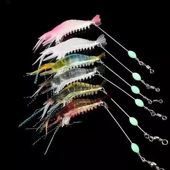 HENGJIA 6 шт. 5,3 г/8 см светящаяся приманка для креветок, форели, окуня, щуки, мягкие приманки с бусиной