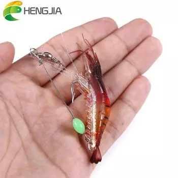 HENGJIA искусственная мягкая приманка из ПВХ, пластиковые приманки для креветок со светящимися шариками, светящаяся приманка, рыболовные снасти белый