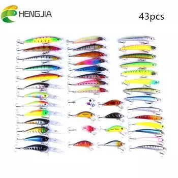 HENGJIA смешанные модели, набор рыболовных приманок, приманка для гольяна, кривошипные приманки, снасти, набор тройных крючков