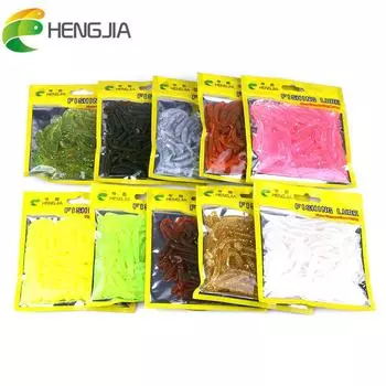 HENGJIA Soft Grubs Bait T-хвостый дождевой червь личинки приманки рыболовные снасти 50 шт. 1bag sent as picture