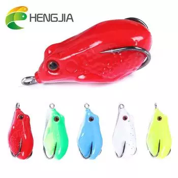 HENGJIA Topwater Мягкие приманки для лягушек Лодка с двойными крючками Рыболовные снасти Резиновая лягушка 0,34 унции белый