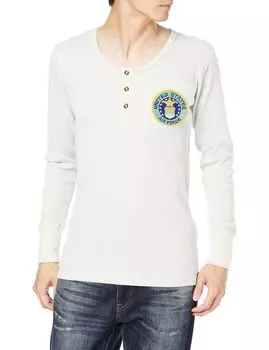 Henley Neck Shirt United States Air Force with Embroidered Emblem Patch White M [Fstyle] (USAF)