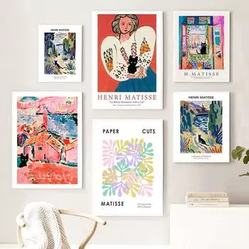 Анри Матисс Пейзаж Кошка Вдохновленный Музейное Искусство Печать Вид Кошки Плакат Холст Картина Vinatge Абстрактные Домашний Декор Картины 21x30cm No Framed