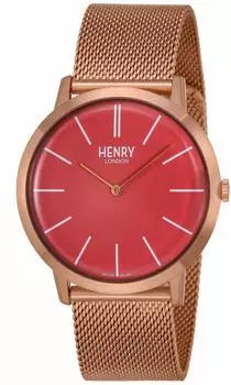 [Henry London] Часы ICONIC Pink Dial Stainless Steel Mineral Glass Quartz 40MM London Watch HL40-M-0312 Men s White [Товар]