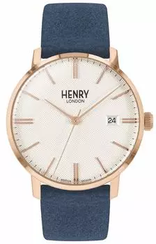 [Henry London] Часы REGENCYSUEDE Regency Suede с белым циферблатом из нержавеющей стали и минеральным стеклом, кварцевые, 40 мм, часы London HL40-S-0358 мужские [Товар]