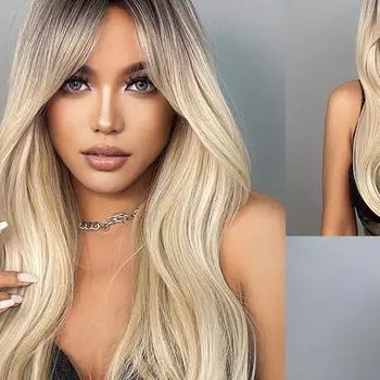 HENRY MARGU Длинный светлый белый синтетический парик с челкой, прямые парики для женщин, термостойкие натуральные парики для косплея HB006-1-headband wig