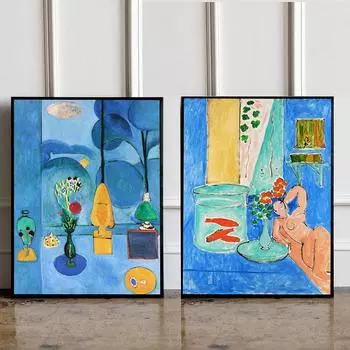 Henry Matisse The Blue Window Poster Goldfish and Sculpture Posters And Prints Wall Art Canvas Painting For Living Room Pictures 21x30cm No Framed